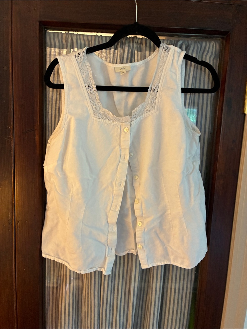 J. Jill White Lace-Trim Button Front Camisole Top